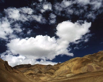 Sky Blue Sky - 5x7 print in 8x10 mat, ladakh photography, india photography, cloud photography, blue sky photography, himalayas