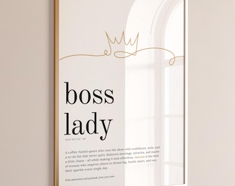 Gift for Boss Woman Printable, Personalized Lady Boss Poster, Female Boss Birthday Gift, Boss Lady Wall Art, Custom Name Office Print