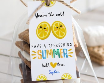 End of School Tag  Summer Tag End of Year Teacher Gift Tags Last Day of School Tag Lemon Gift Card Teacher Printable You Are The Zest Tag