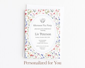 Floral Afternoon Tea Party Invite: Elegant Wildflower Design (Printable Digital File)