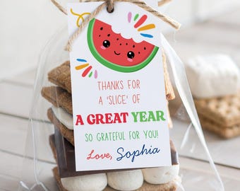 End of School Tag  Summer Tag End of Year Teacher Gift Tags Last Day of School Tag Watermelon Gift Card Teacher Printable Favor Tags