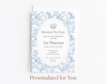 Chinoiserie Afternoon Tea Party Invite: Elegant Floral Design (Printable Digital File)