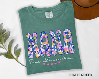 Personalized Nana Shirt with Grandkids Names, Floral Nana T-Shirt, Custom Kids Names Grandma Shirt, Mimi Tee, Mother's Day Shirt, Nana Gifts