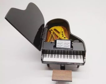 Miniature Black Grand Piano: 1/6 Scale Classical Home Decor