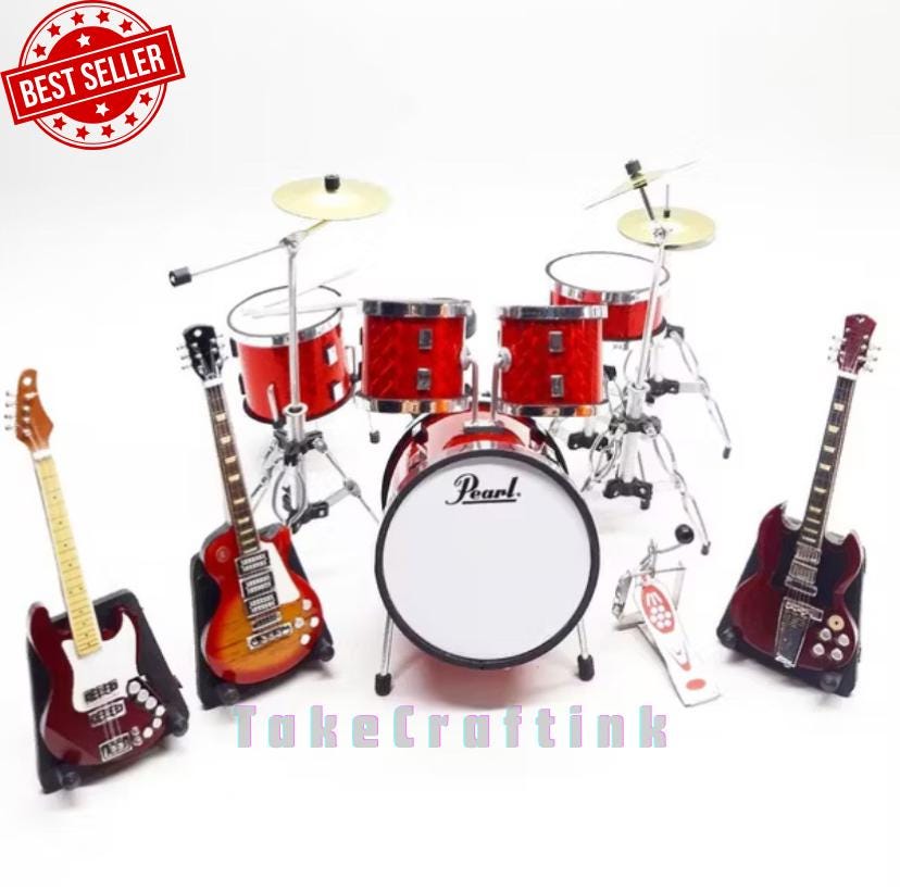 Best Seller Set drum Pearl Red band Scale 1:12 Exclusive action figure Popular Vintage