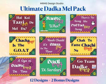 Dadka Mel Digital Props: Indian Wedding Sangeet Signs (PDF & PNG)
