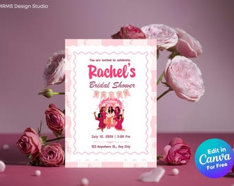 Soft Girl Aesthetic Bridal Shower Invite  | Canva Editable Template (Digital Download)