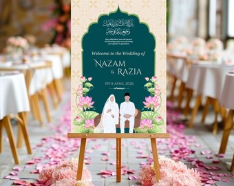 Gepersonaliseerde Nikah-welkomstbord: moslimhuwelijksdecor (digitale download)