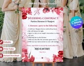 Red Floral Wedding Contract Sign: Editable Template (Digital Download)