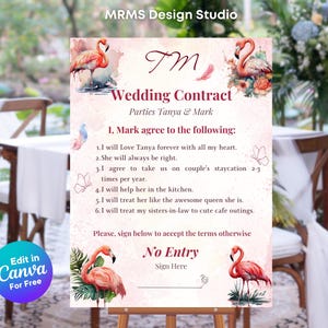Editable Swan Themed Wedding Contract | Personalised Wedding Contract Digital Download | Ribbon Ceremony | Doli Sign | Wedding Entry Sign