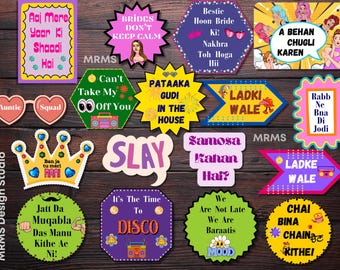 Punjabi Wedding Photo Booth Props: Fun Indian Sangeet Signs