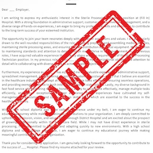 Exemplo de carta de apresentação para cargo de técnico em processamento estéril (sem experiência anterior no cargo)