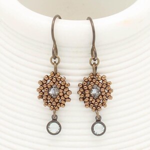 Handwoven Beaded Earrings / Vintage Swarovski Drops / Hypoallergenic Ear Wires / Versatile / Everyday Earrings Winsome image 2