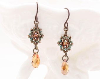 Sunlight / Glowing / Golden Woman / Metallic Blue Green / Hypoallergenic Niobium Ear Wires - - - Orla