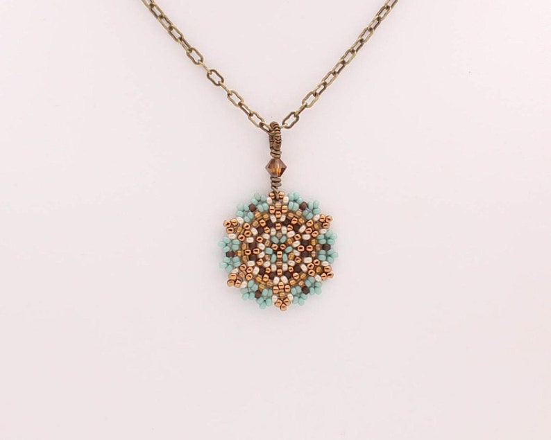 Single Mandala Necklace / Honey / Turquoise / Beach Jewelry / Boho Shylah image 5