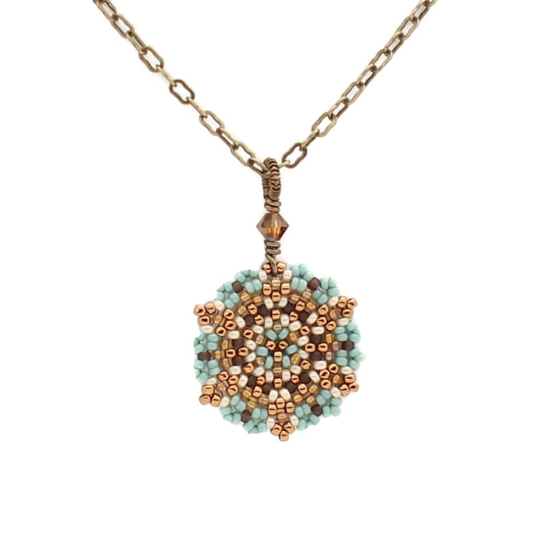 Single Mandala Necklace / Honey / Turquoise / Beach Jewelry / Boho Shylah image 2