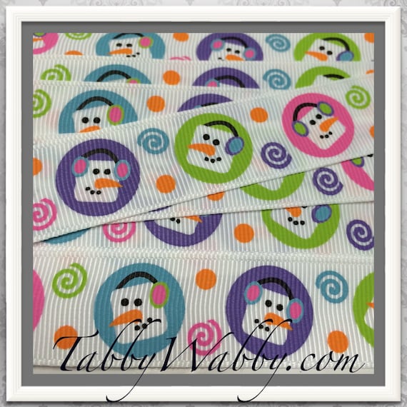5 yards 3//8/" M2MG SMORES SNOWMAN GROSGRAIN RIBBON 4 BOWS