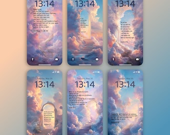 Heavenly Bible Verse Phone Wallpapers: Christian Scripture Lock Screens (Digital Download)