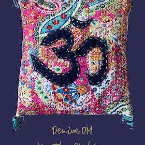 Hand Embroidered Bespoke Kantha Cushion | Meditation Cushion | Yoga Pillow | Unique Throw Cushions | Home Décor | Decorative Throw Cushion