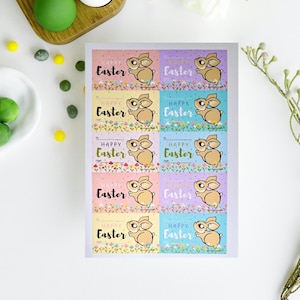 Etichetta adesiva per regalo di Pasqua con coniglietto, etichetta adesiva per sacchetto di caramelle, etichetta adesiva per bomboniere per bambini, etichetta adesiva per cestino di caramelle per la scuola