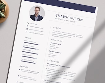 Professional Resume with Photo | Modern CV Template | Resume for Word, Apple Pages & Google Docs