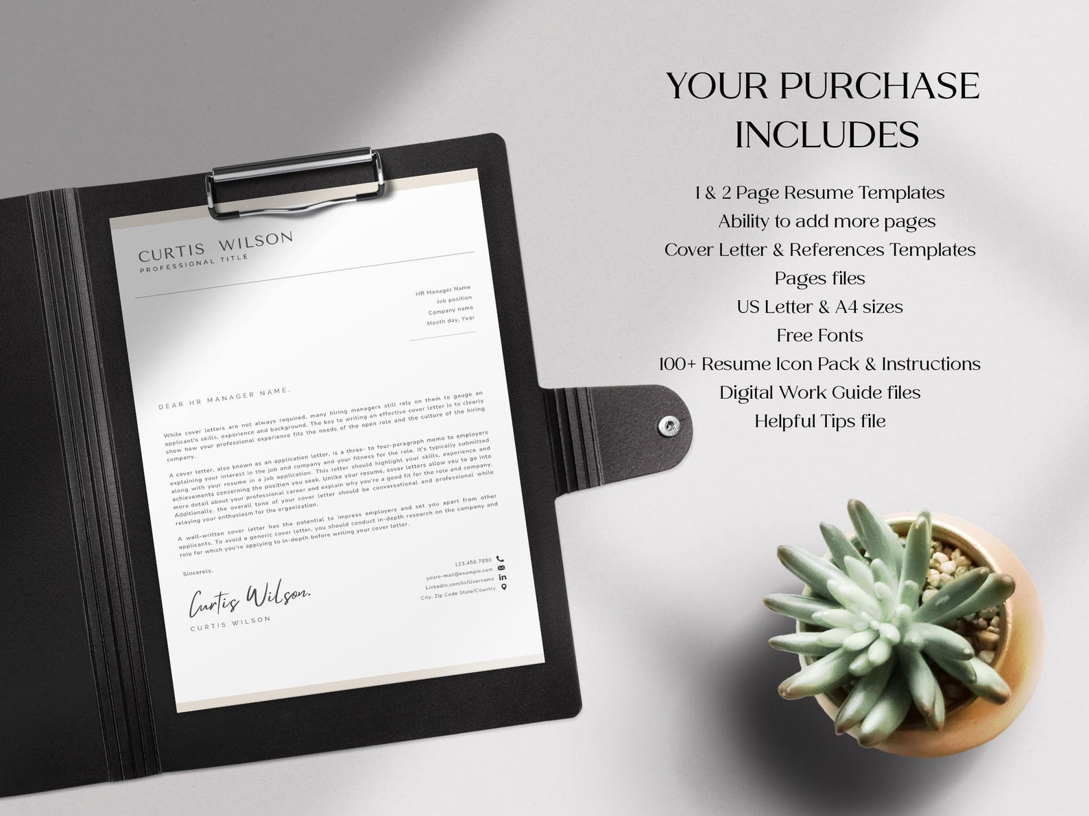 Apple Pages Resume Template | Modern Professional CV for Mac | Editable ...