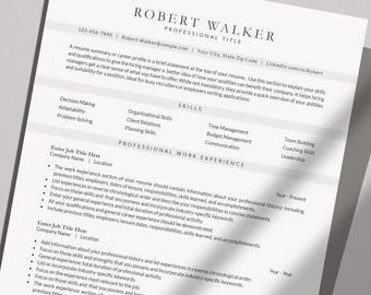 Word Resume Template | ATS Professional Modern Resume Template | Word CV Template | ATS Friendly Resume Template | Resume for Word