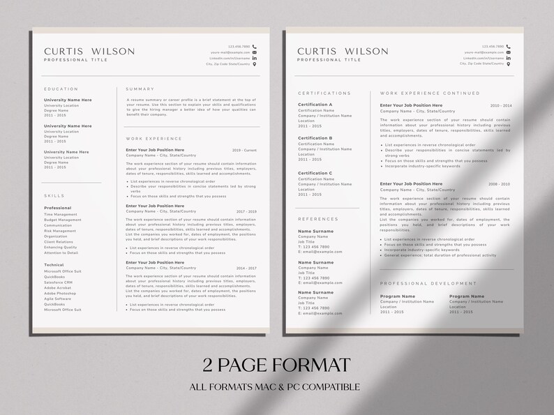 Google Docs Resume Template | Professional Modern Design | Instant ...