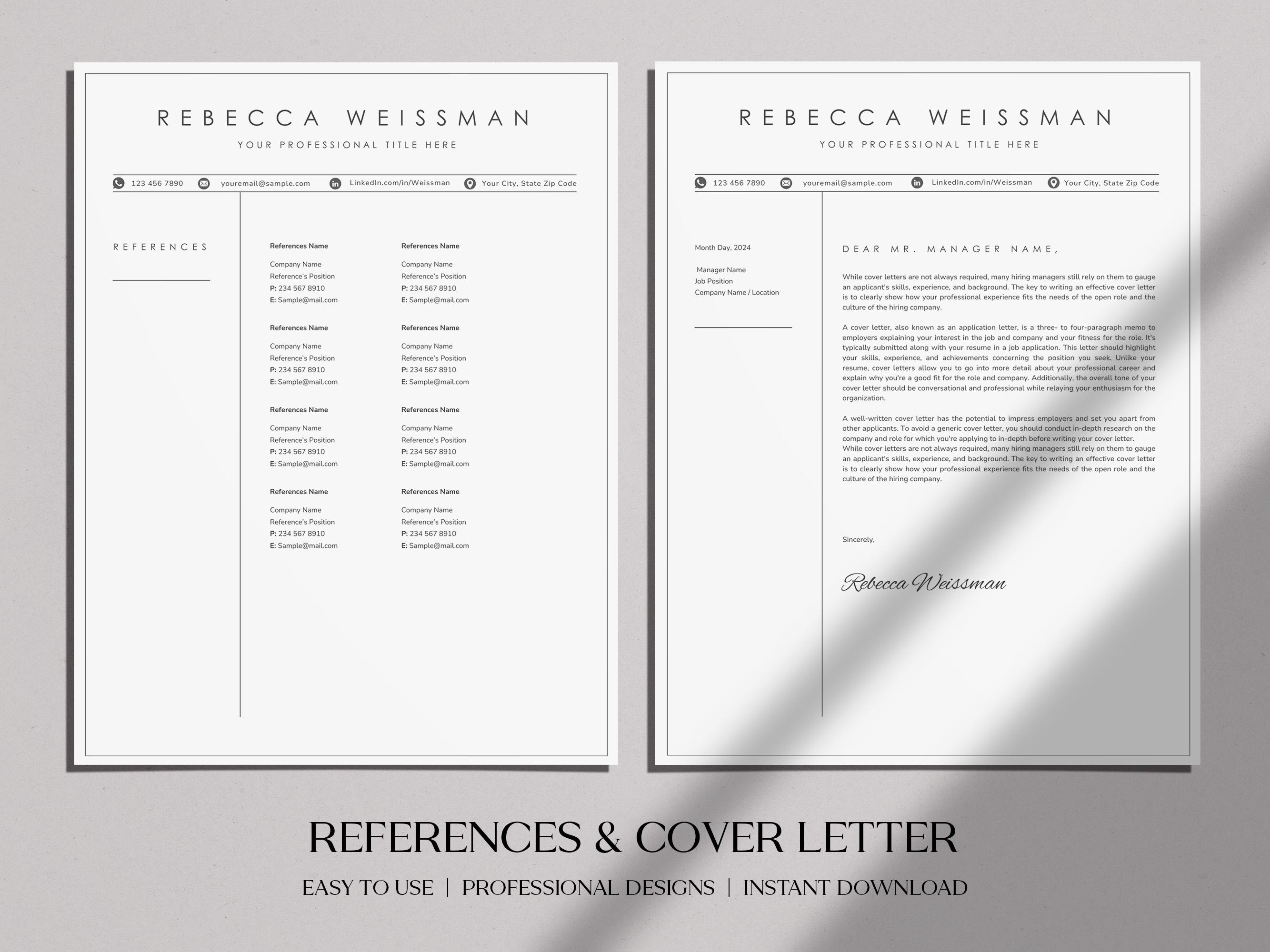 Simple Modern Resume Template | Word, Apple Pages & Google Docs ...