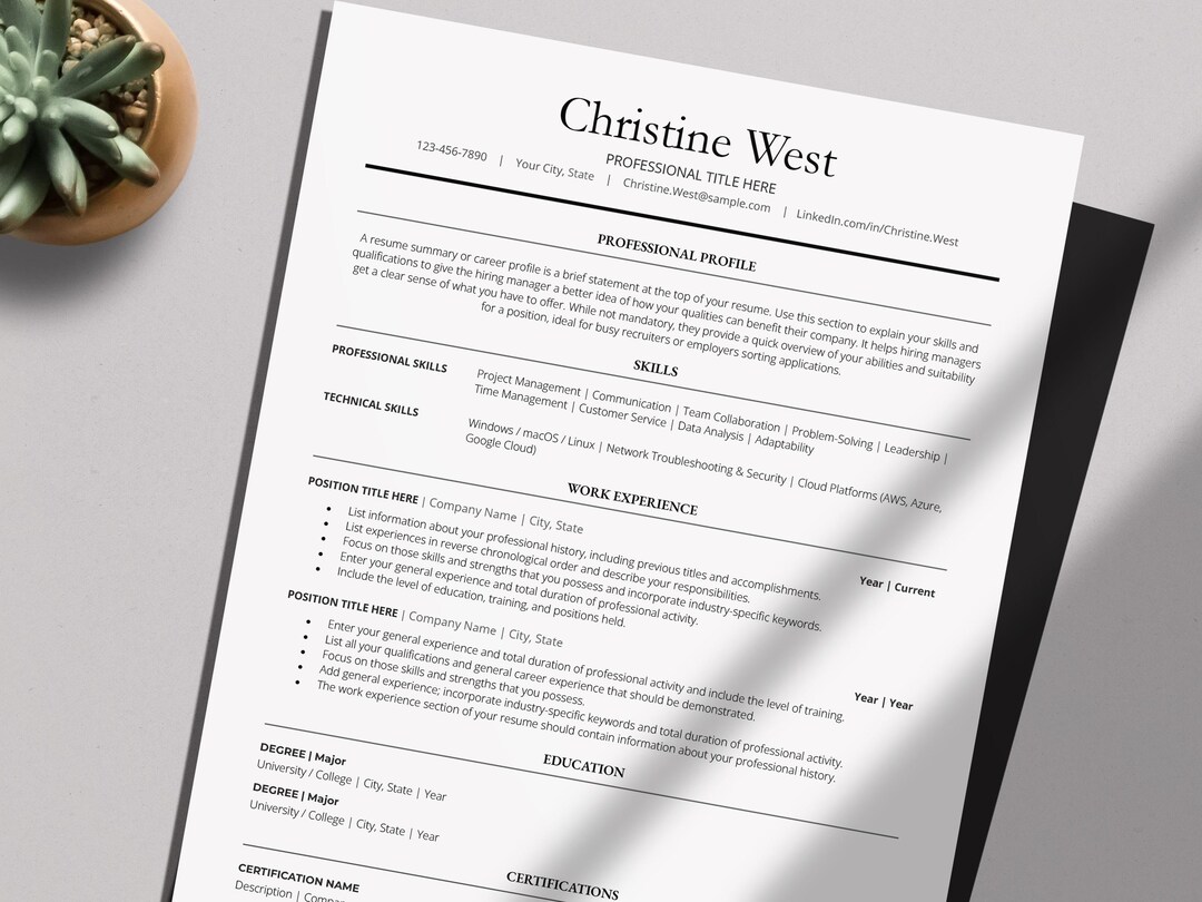 Apple Pages Ats-friendly Professional Resume | CV Template | Editable ...