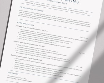 ATS-Friendly Resume | Word, Apple Pages & Google Docs | Minimalist Professional CV | Editable | Instant Download
