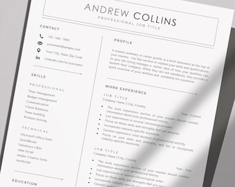 Word Resume Template | Professional Clean Resume Template | MS Word CV Template | Professional Resume Template for Word | Resume