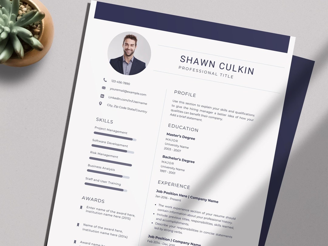 Google Docs Resume Template | Professional Modern CV With Photo ...