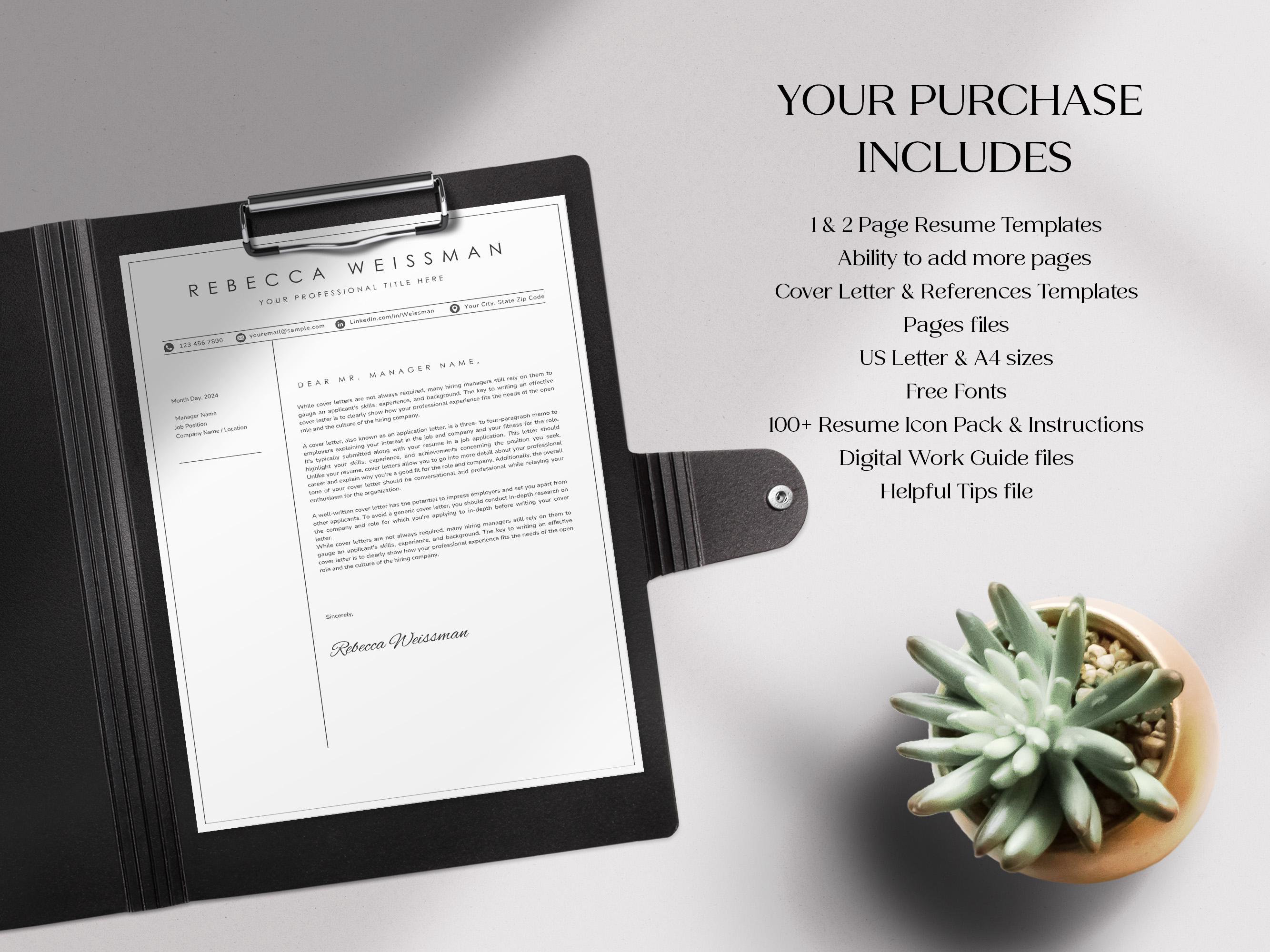 Apple Pages Resume Template | Modern Professional CV | Editable Resume ...