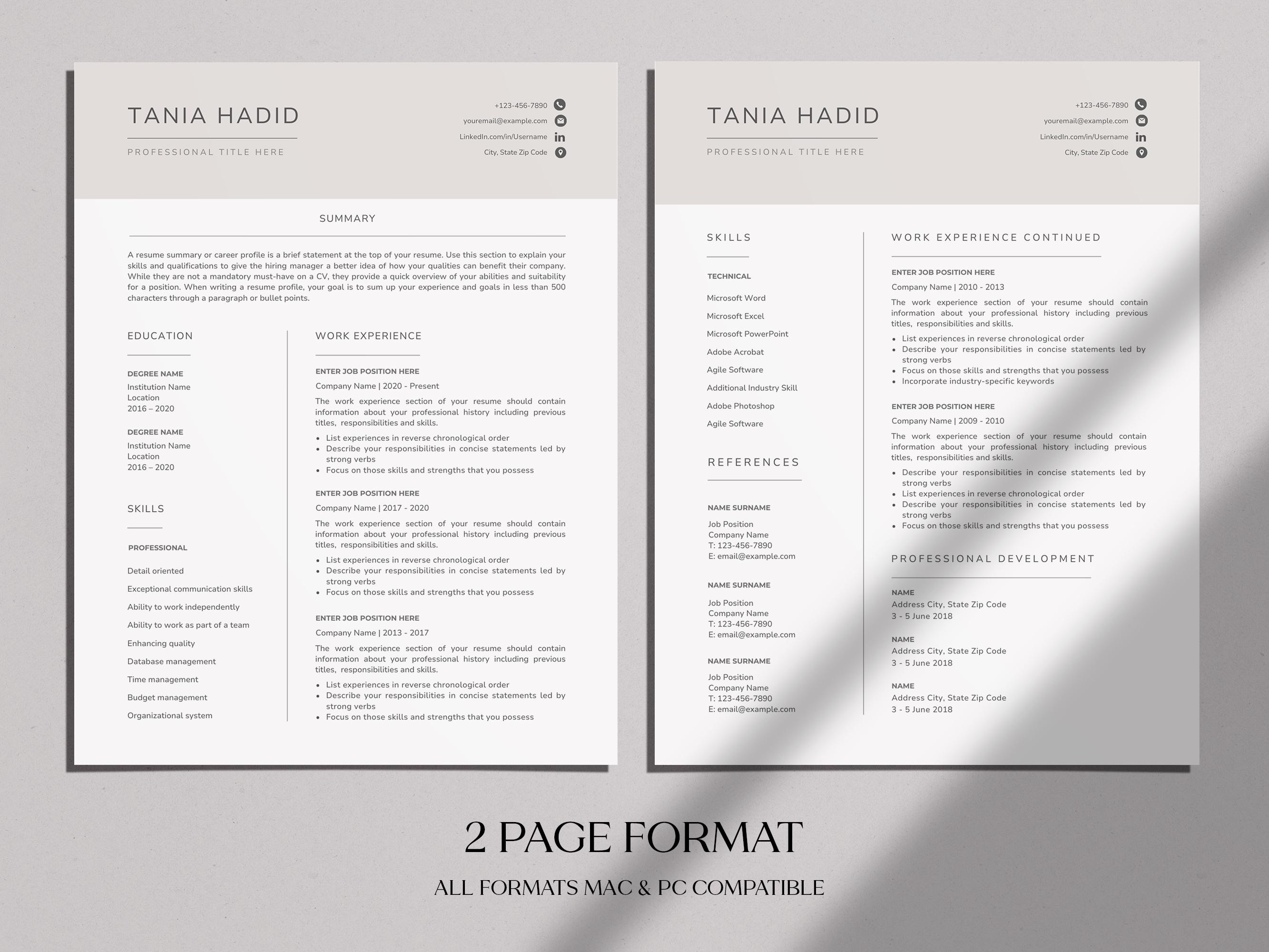 Apple Pages Resume Template | Modern Professional CV | Editable Clean ...