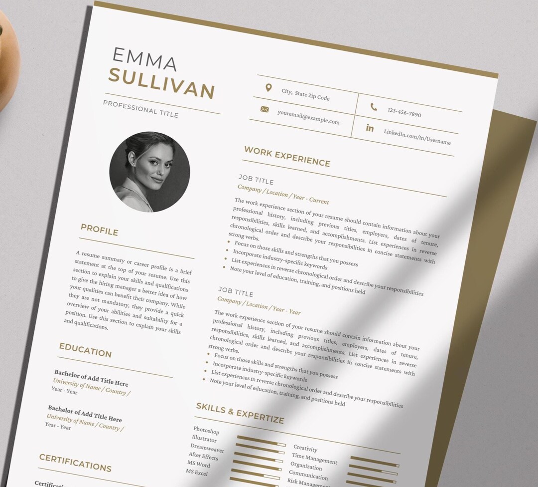 Apple Pages Resume Template | Professional CV | Modern Resume With ...