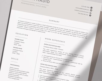 Word Resume Template | Modern Professional Clean Resume Template | Word CV Template | Instant Download CV Template