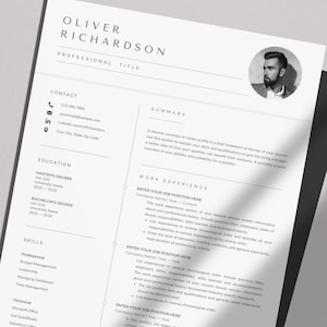 Word-CV med bild | Modernt professionellt CV | Redigerbart | Direktnedladdning
