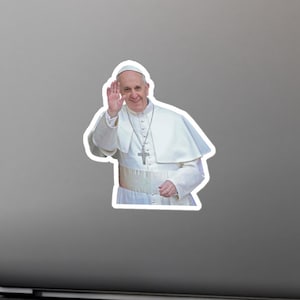 Pope Francis Waving Vinyl Decals Waterbottle and Laptop, Inspirational ...