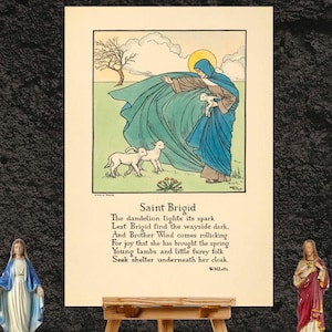 Saint Brigid Catholic Wall Art Poem Confirmation Gift W M Letts, Catholic Canvas Prayer Altar Decor, Housewarming, Brigit Bridge Bridgit