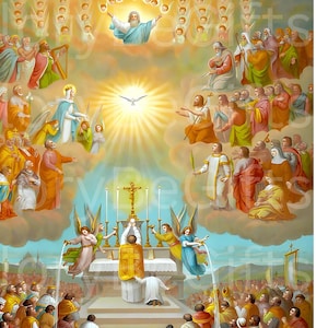Comunione dei Santi Download Digitale, Messa Cattolica Latina Tridentina TLM, Arte Religiosa per Tela da Parete o Biglietto d'Auguri