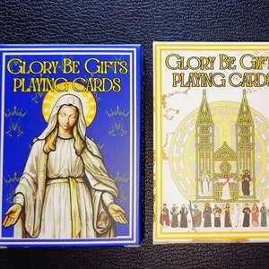 Carte da gioco cattoliche con 52 facce di carte uniche, regalo di Natale cattolico, regalo di compleanno, bomboniera di nozze cattolica per gli ospiti