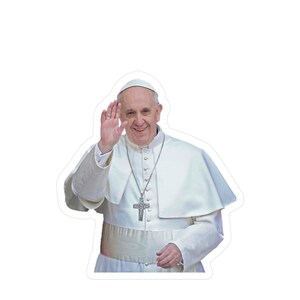 Pope Francis Waving Vinyl Decals Waterbottle and Laptop, Inspirational ...
