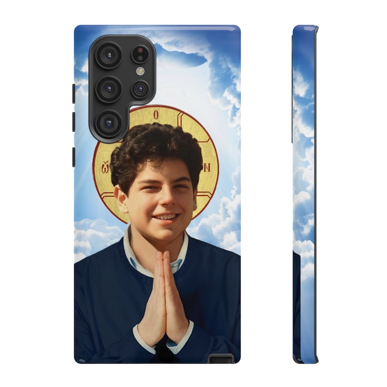 Carlo Acutis Blessed and Saint Samsung iPhone Hard Case Protector, Catholic Gift for Confirmation, Millenial Saint image 1
