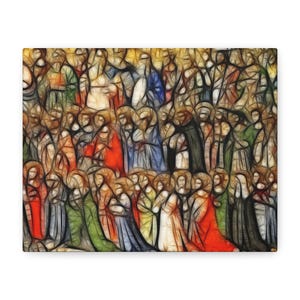 All Saints Day Art in Watercolor Inspiring Canvas Print, Catholic All Saints Canvas Art All Hallows Eve Home Decor, Catholic Devotion