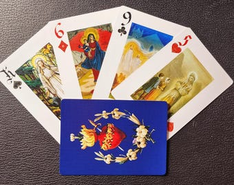 Our Lady Catholic playing Cards with 52 unique Marian images, Catholic Christmas Gift Birthday Gift, Catholic Wedding favor for guests