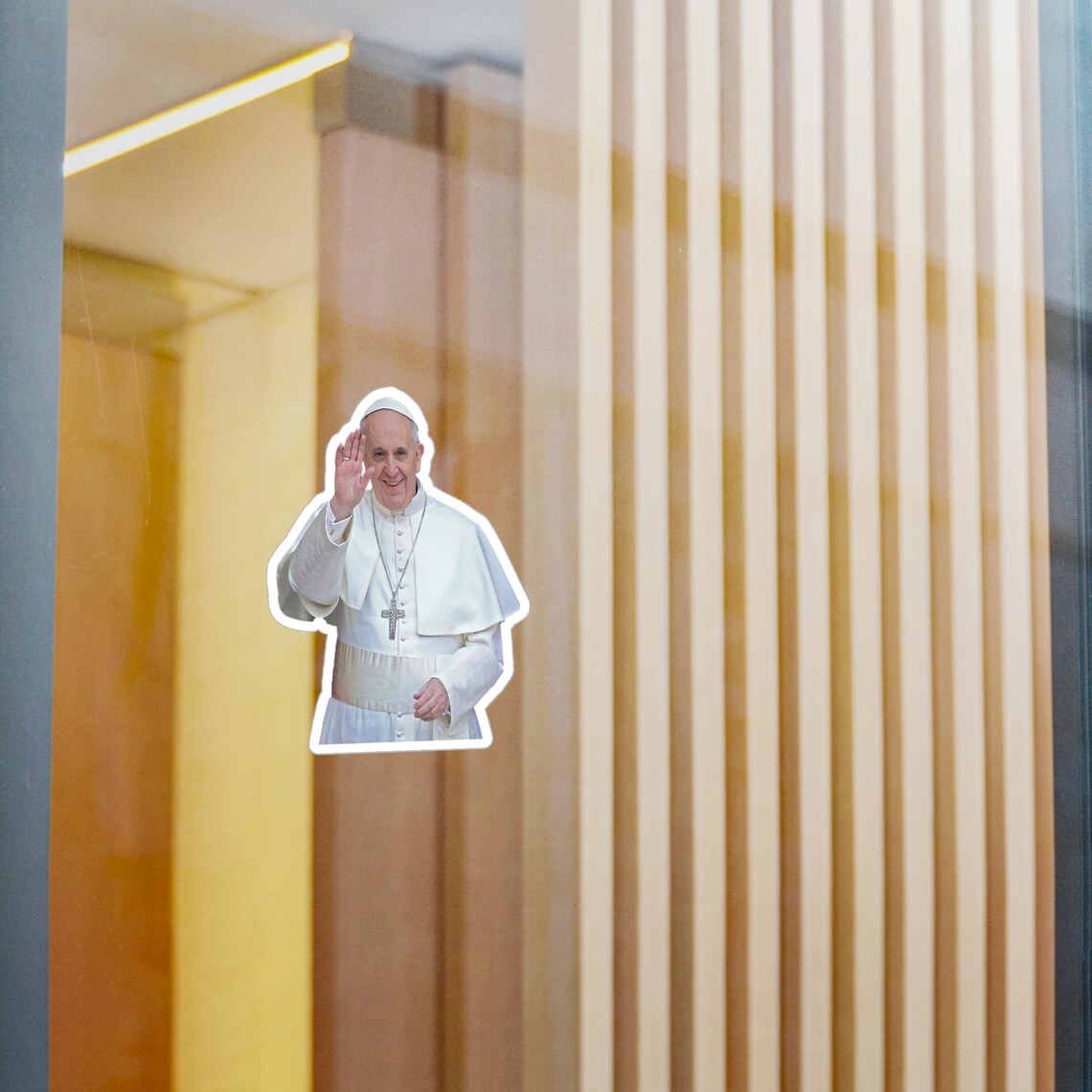Pope Francis Waving Vinyl Decals Waterbottle and Laptop, Inspirational ...