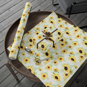 Sunflower Pattern Christmas Gift Wrap | Floral Holiday Wrapping Paper | Eco-Friendly Gift Wrap | Unique Christmas Packaging | Birthday Gift