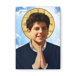Heiliger Carlo Acutis Katholische Leinwand, Gesegneter Carlo Acutis Druck, Konfirmation Heiliges Geschenk Hochzeitsgeschenk für Brautjungfer Trauzeuge