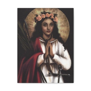 Saint Philomena Canvas Print Patroness of Miracles and Hope, Catholic Religious Home Decor, All Saints Day, House Warming